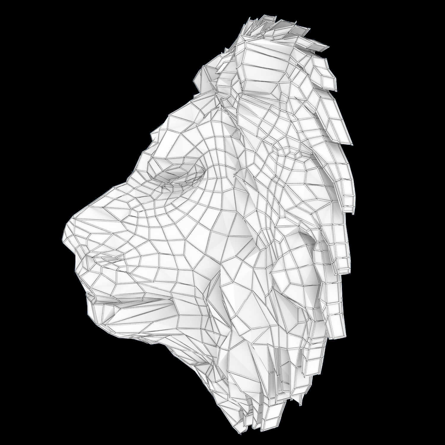 Abstract Poly-style Lion head Low-poly 3D model_2
