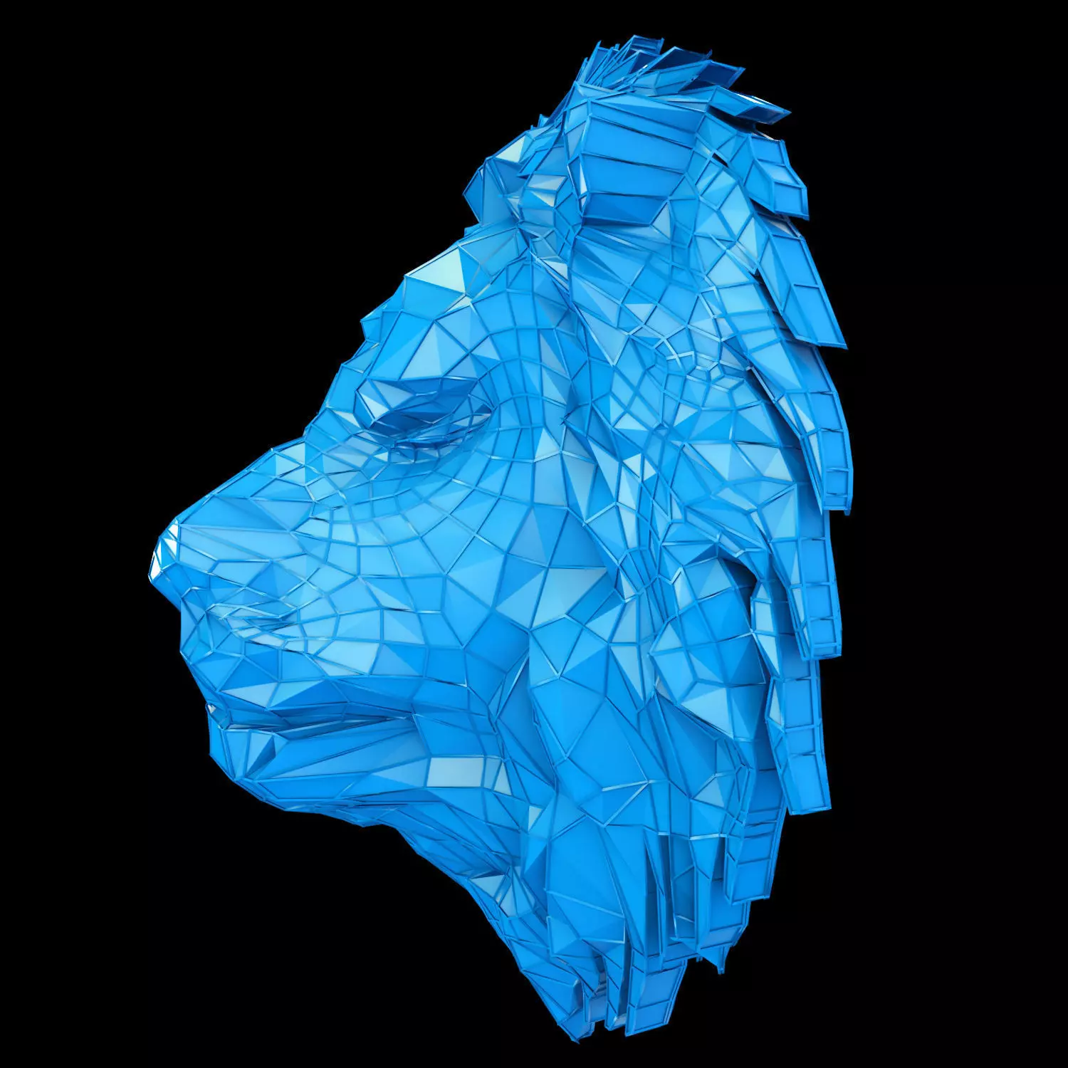 Abstract Poly-style Lion head Low-poly 3D model_0