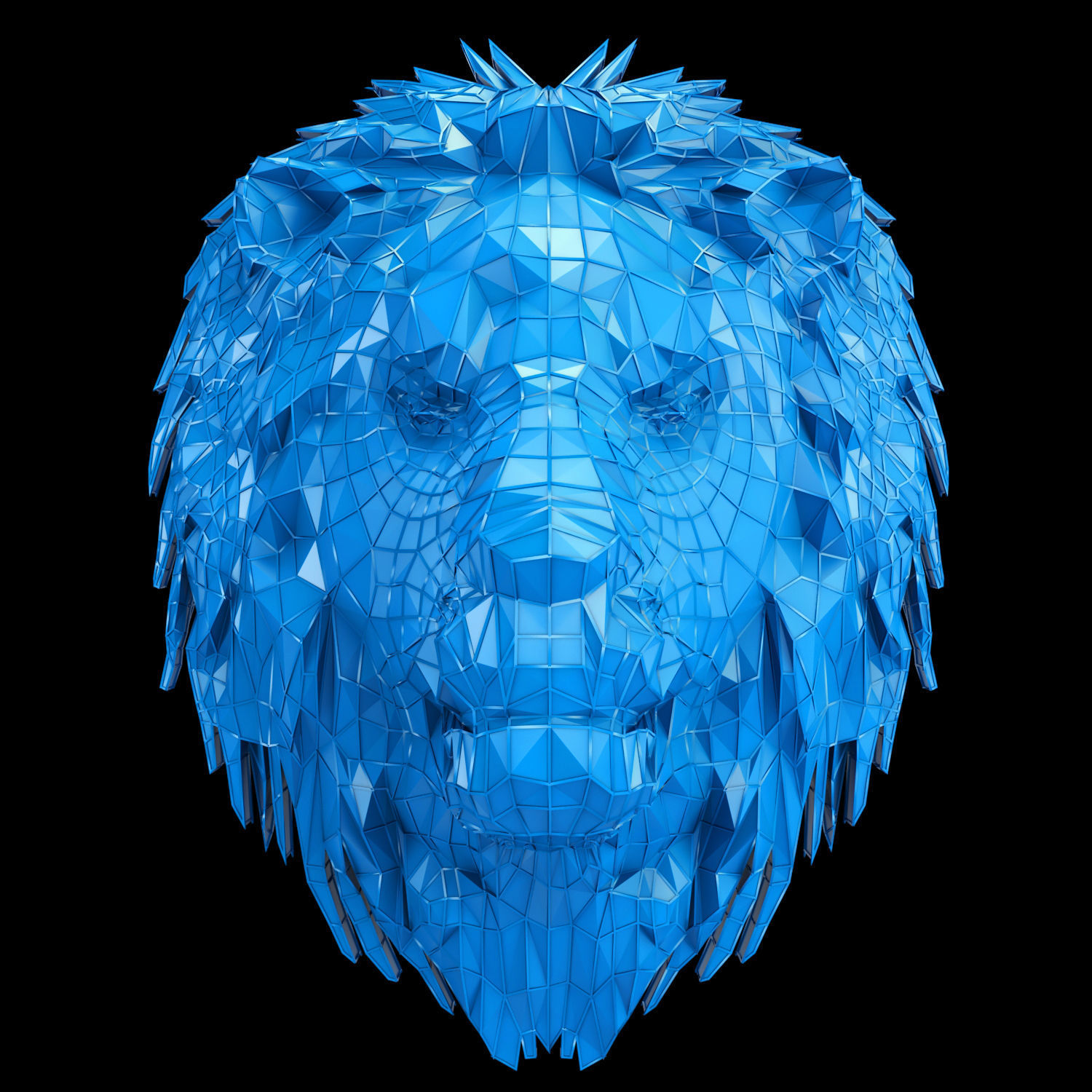 Abstract Poly-style Lion head Low-poly 3D model_1