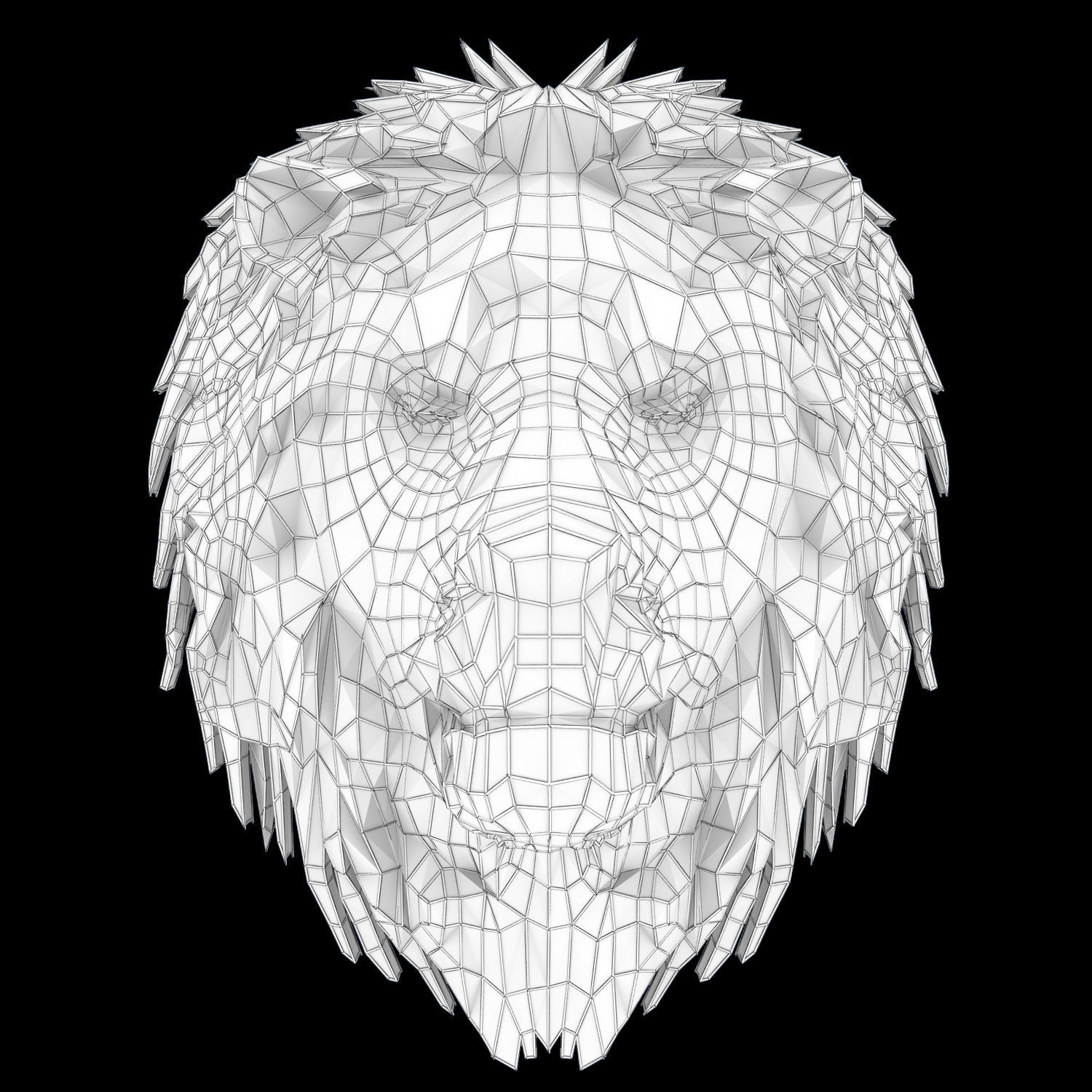 Abstract Poly-style Lion head Low-poly 3D model_3