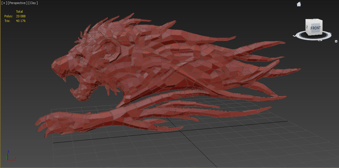 Abstract Poly-style Lion siluet Low-poly 3D model_4