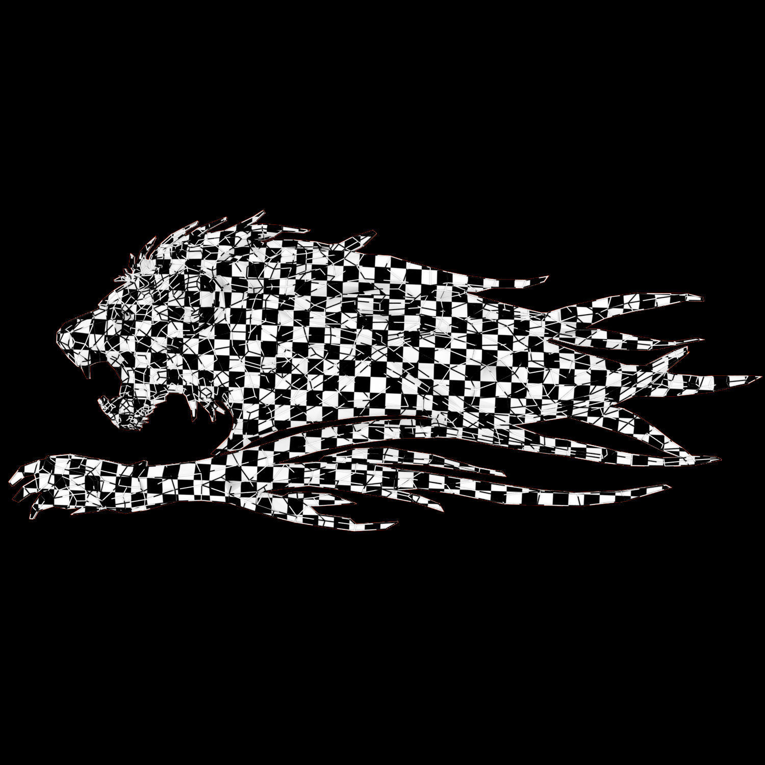 Abstract Poly-style Lion siluet Low-poly 3D model_2