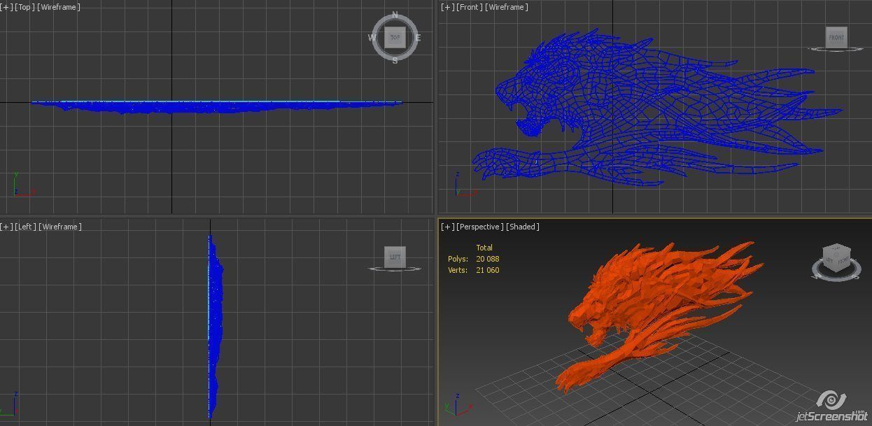 Abstract Poly-style Lion siluet Low-poly 3D model_3