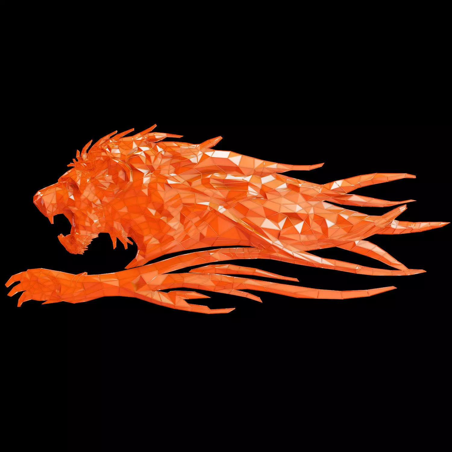 Abstract Poly-style Lion siluet Low-poly 3D model_0