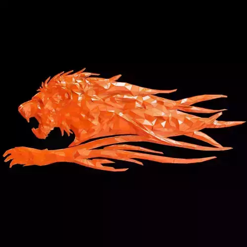 Abstract Poly-style Lion siluet  Low-poly 3D model