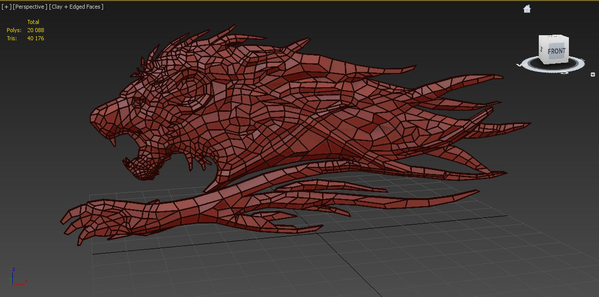 Abstract Poly-style Lion siluet Low-poly 3D model_5