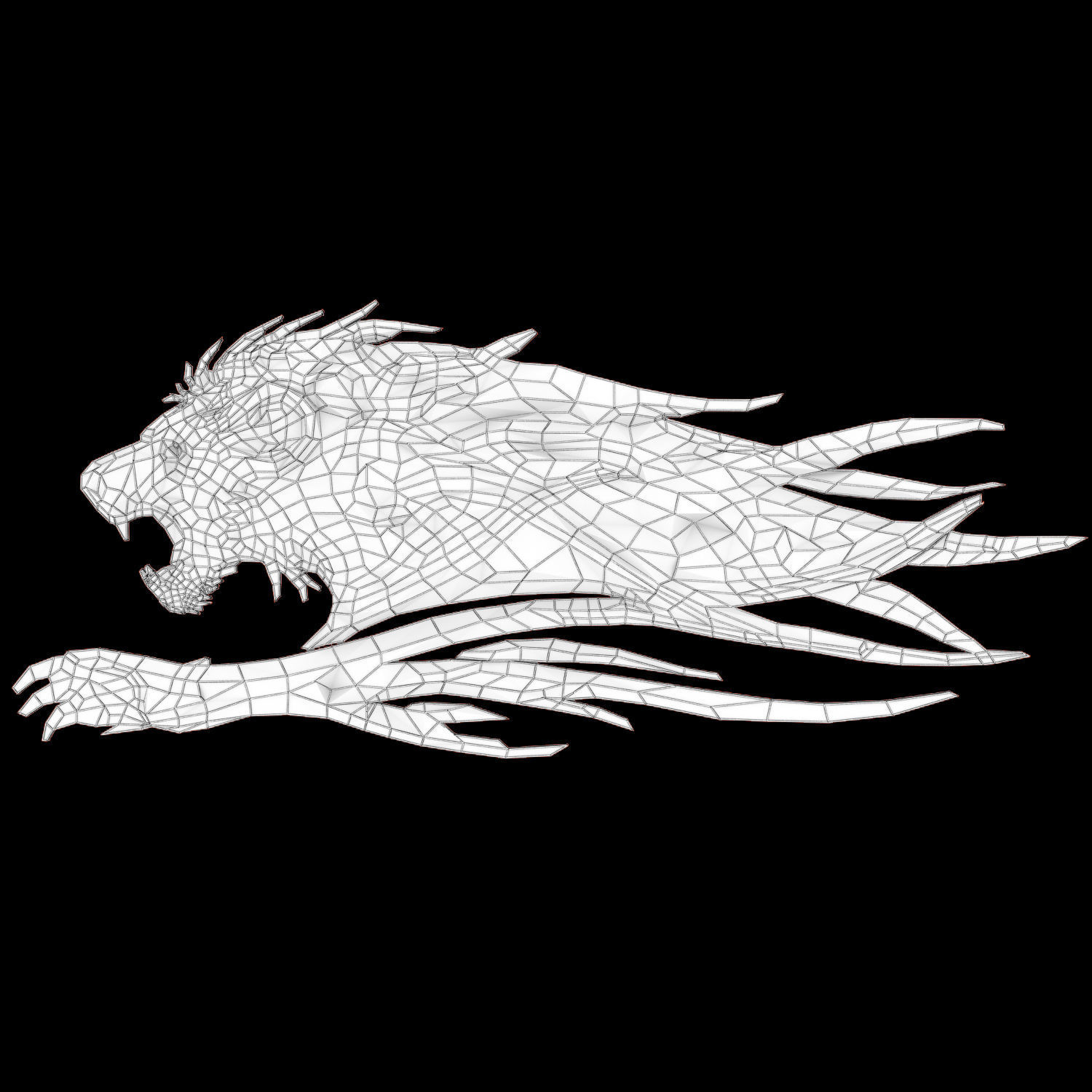 Abstract Poly-style Lion siluet Low-poly 3D model_1