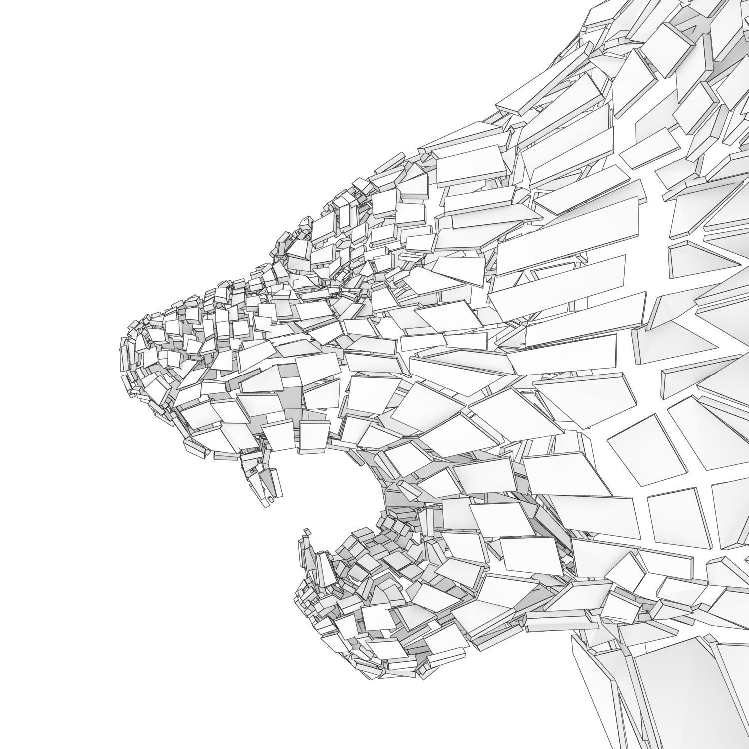 Abstract Beast Lion Colorful braked glass in peaces siluet Low-poly 3D model_2