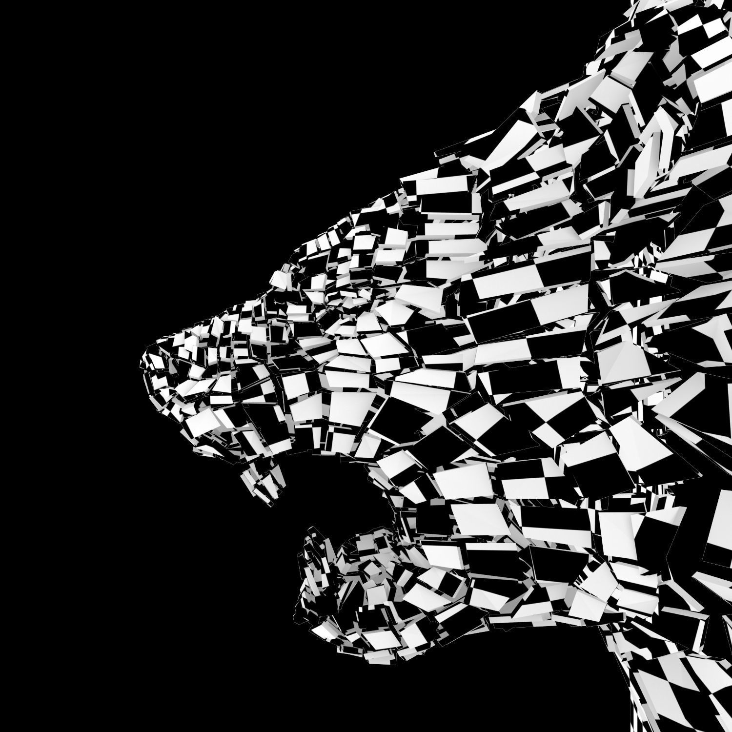 Abstract Beast Lion braked glass siluet Low-poly 3D model_4
