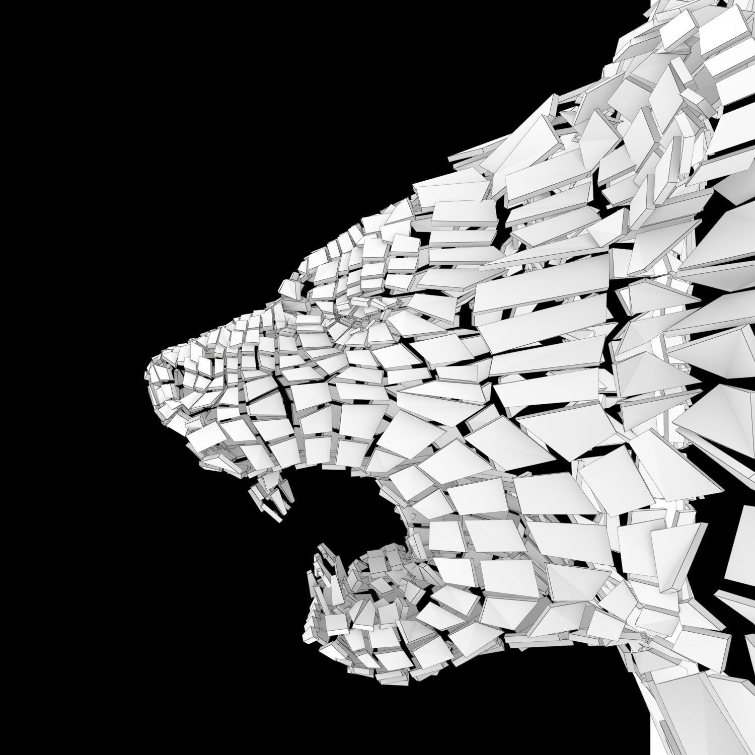 Abstract Beast Lion braked glass siluet Low-poly 3D model_2