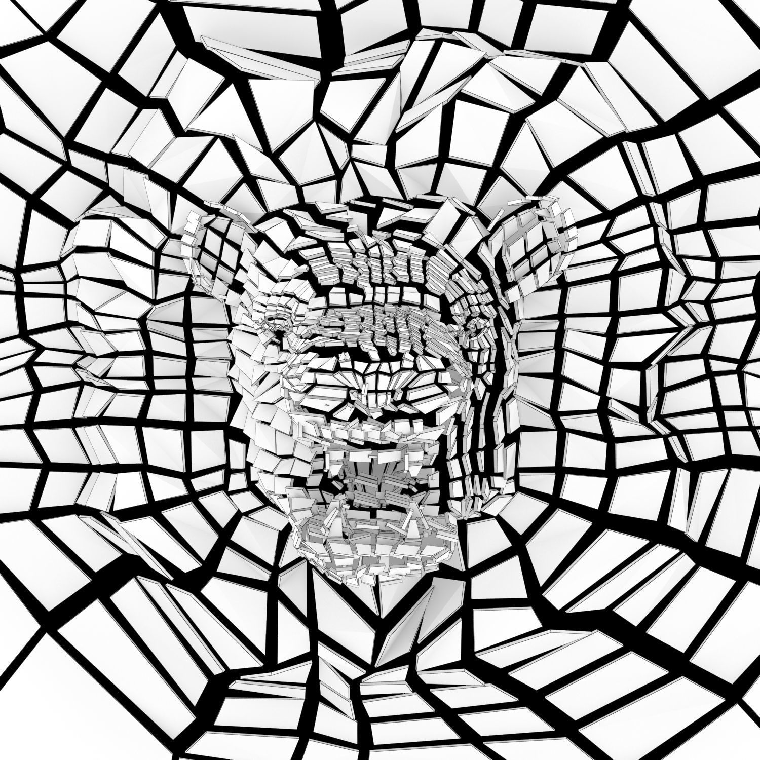 Abstract Beast Lion braked glass siluet Low-poly 3D model_3