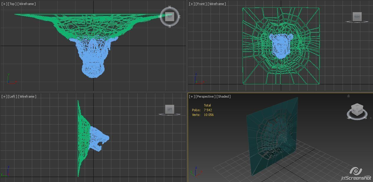 Abstract Beast Lion braked glass siluet Low-poly 3D model_6