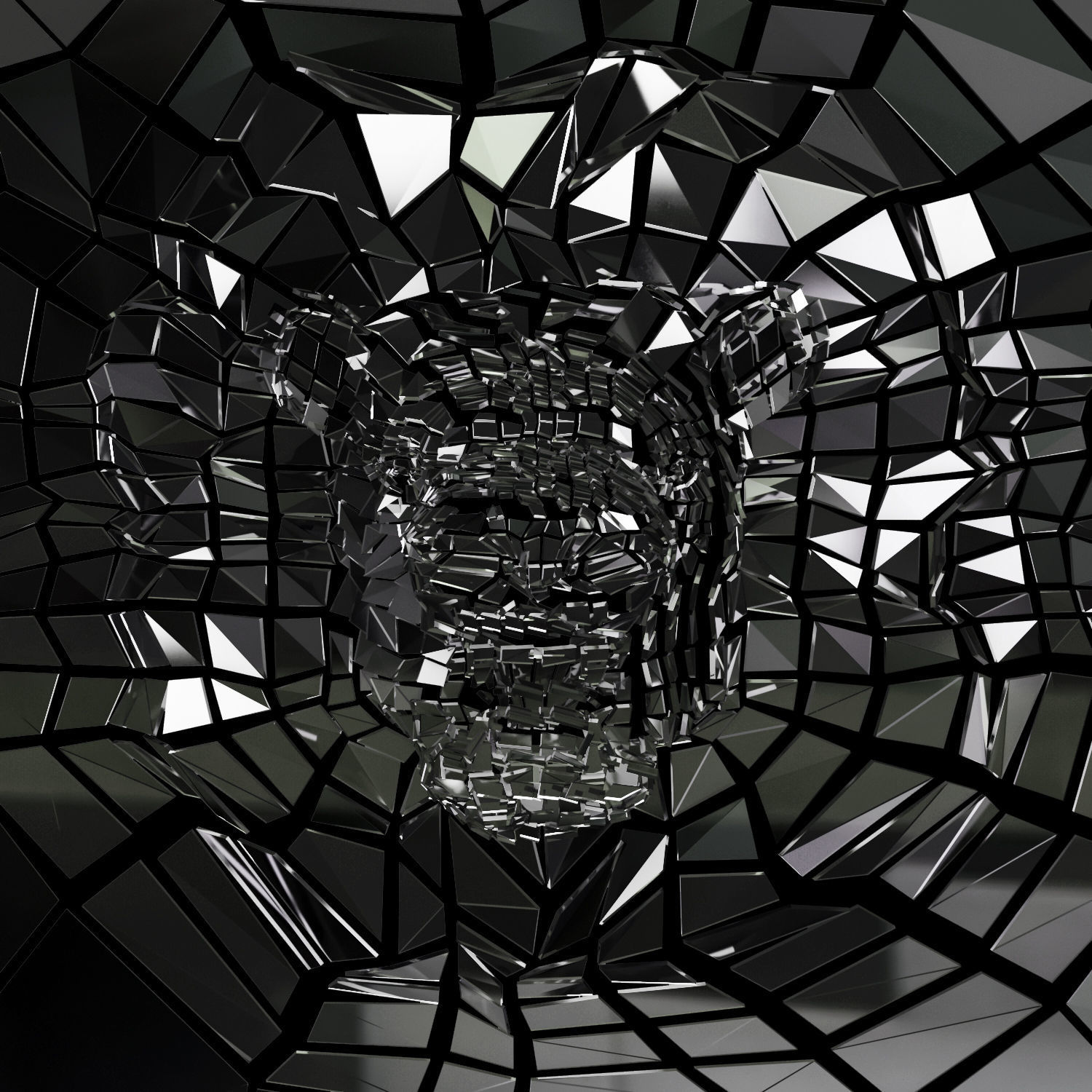 Abstract Beast Lion braked glass siluet Low-poly 3D model_1