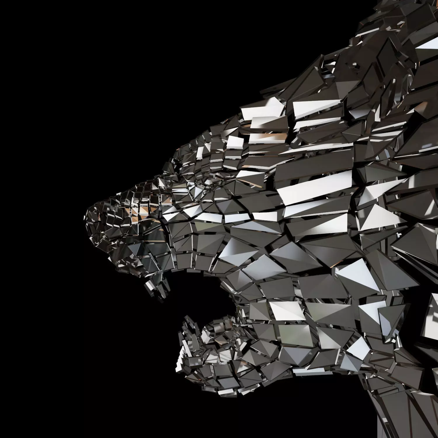 Abstract Beast Lion braked glass siluet Low-poly 3D model_0