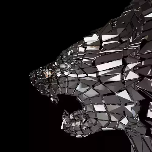 Abstract Beast Lion braked glass siluet Low-poly 3D model