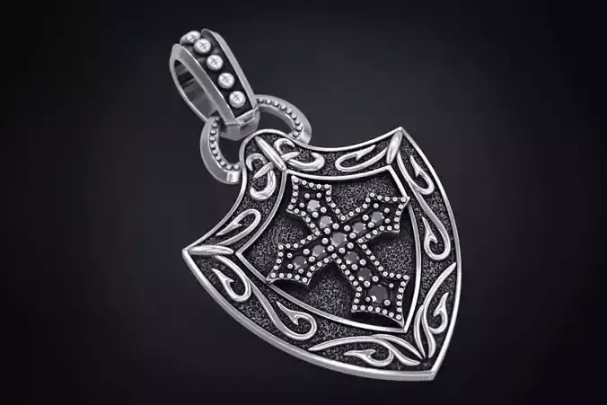 Pendant with patterns and cross 300