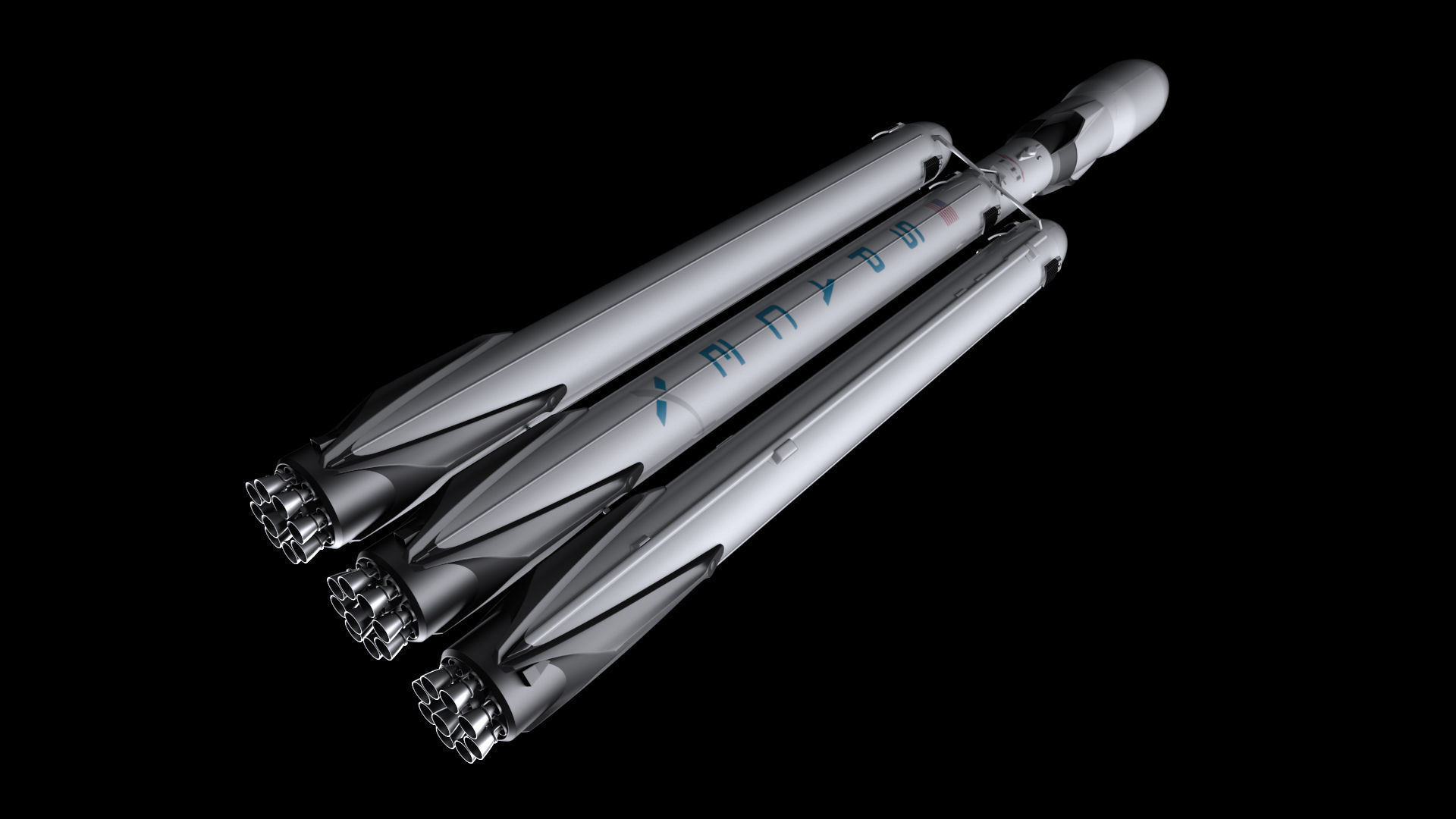Falcon Heavy Fully Reusable 3D model_2