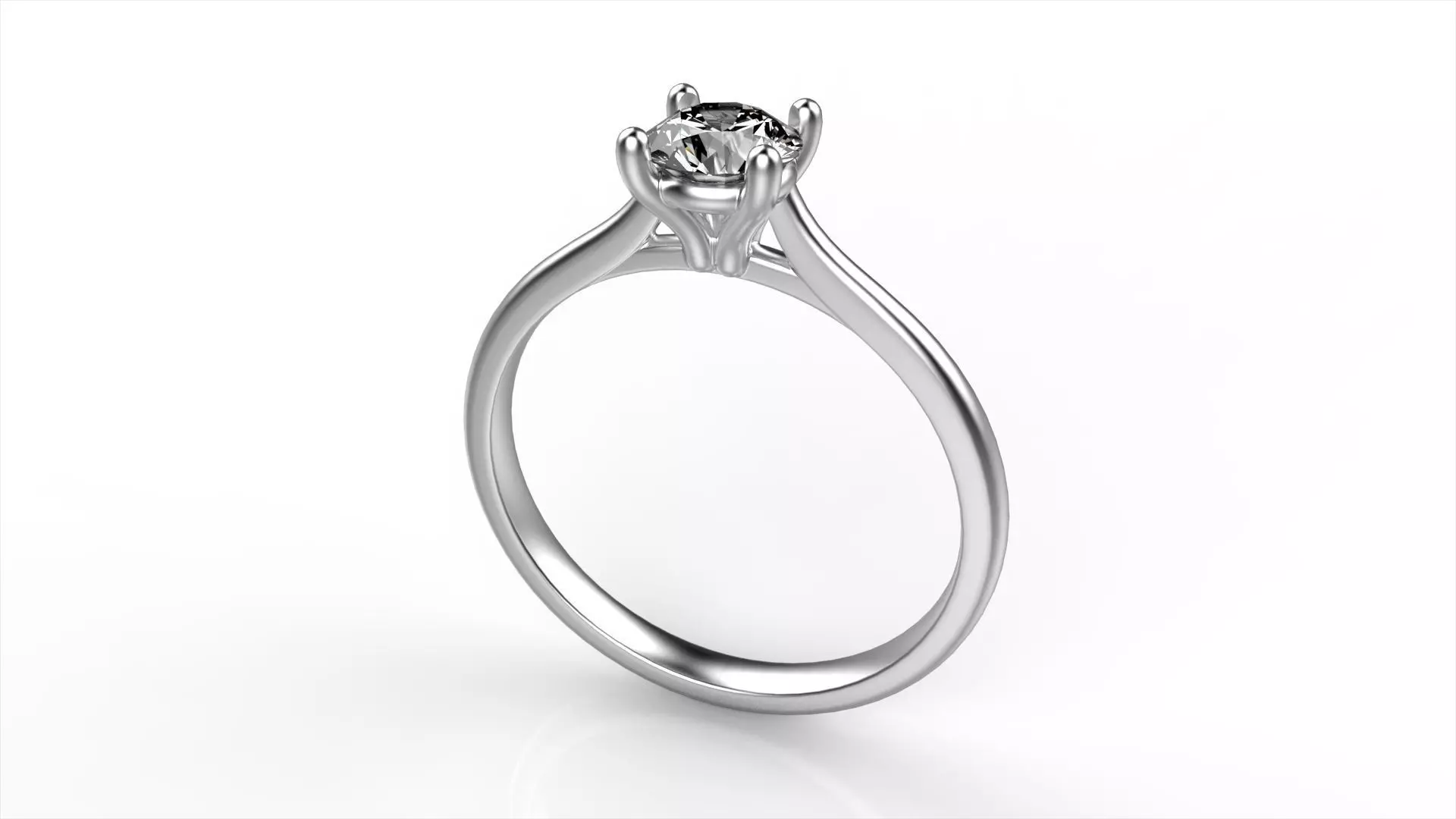 Diamond Solitaire Ring All Size 3D print model_0