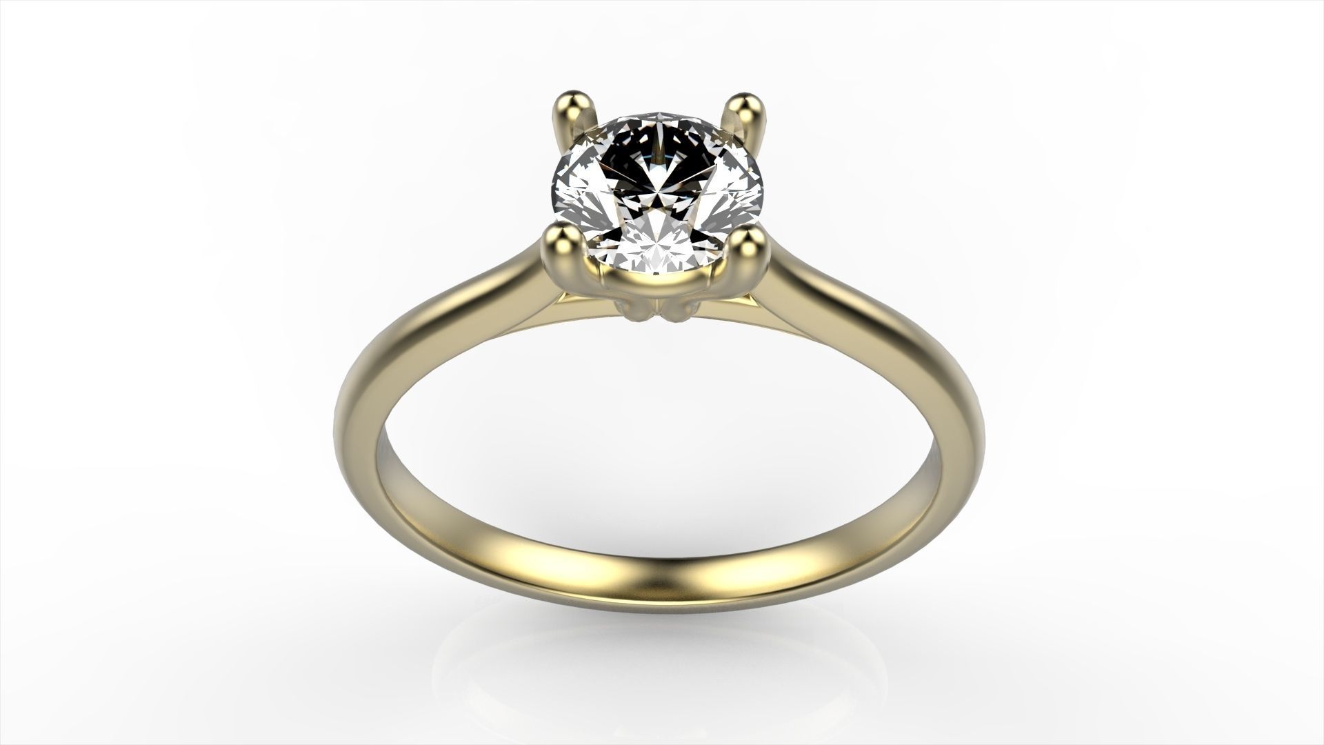 Diamond Solitaire Ring All Size 3D print model_5