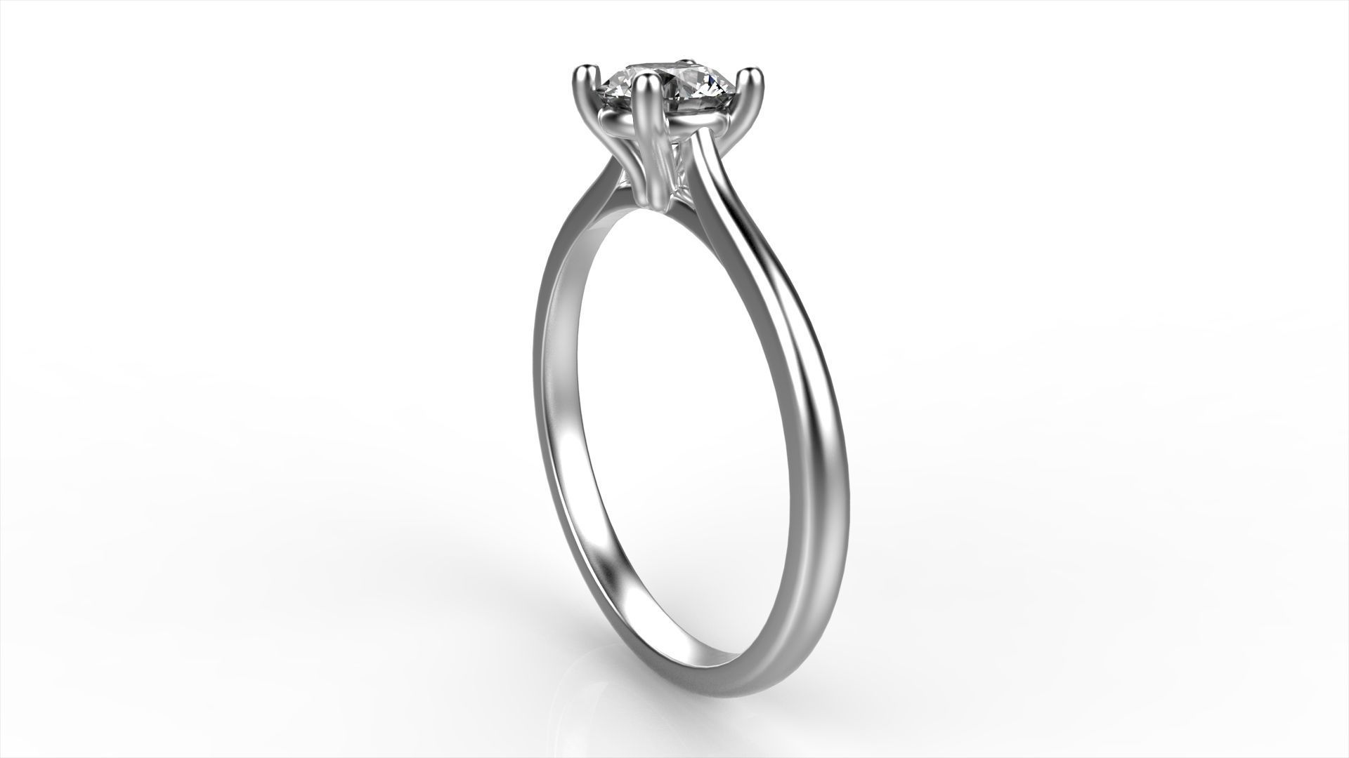 Diamond Solitaire Ring All Size 3D print model_2