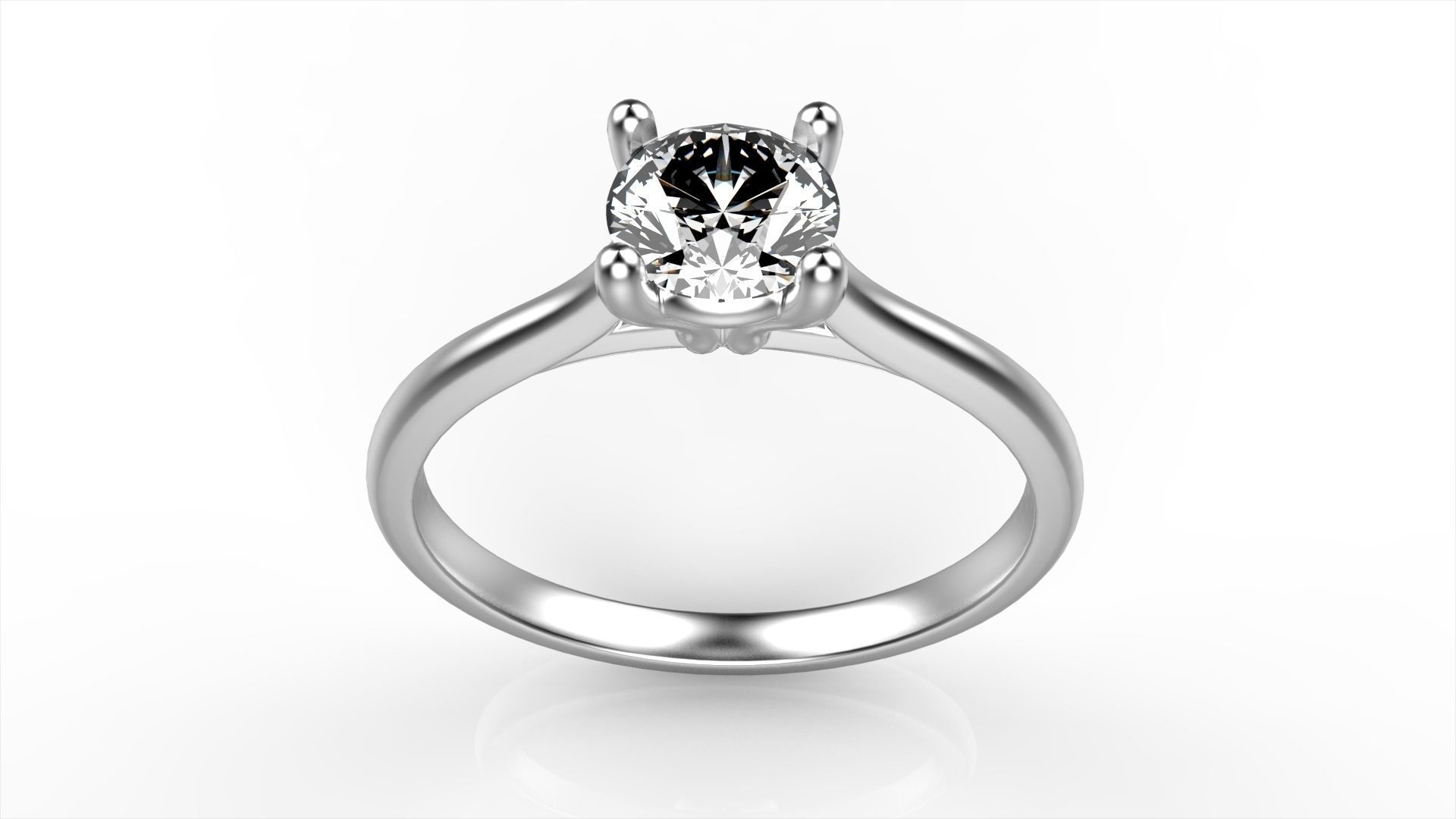 Diamond Solitaire Ring All Size 3D print model_4
