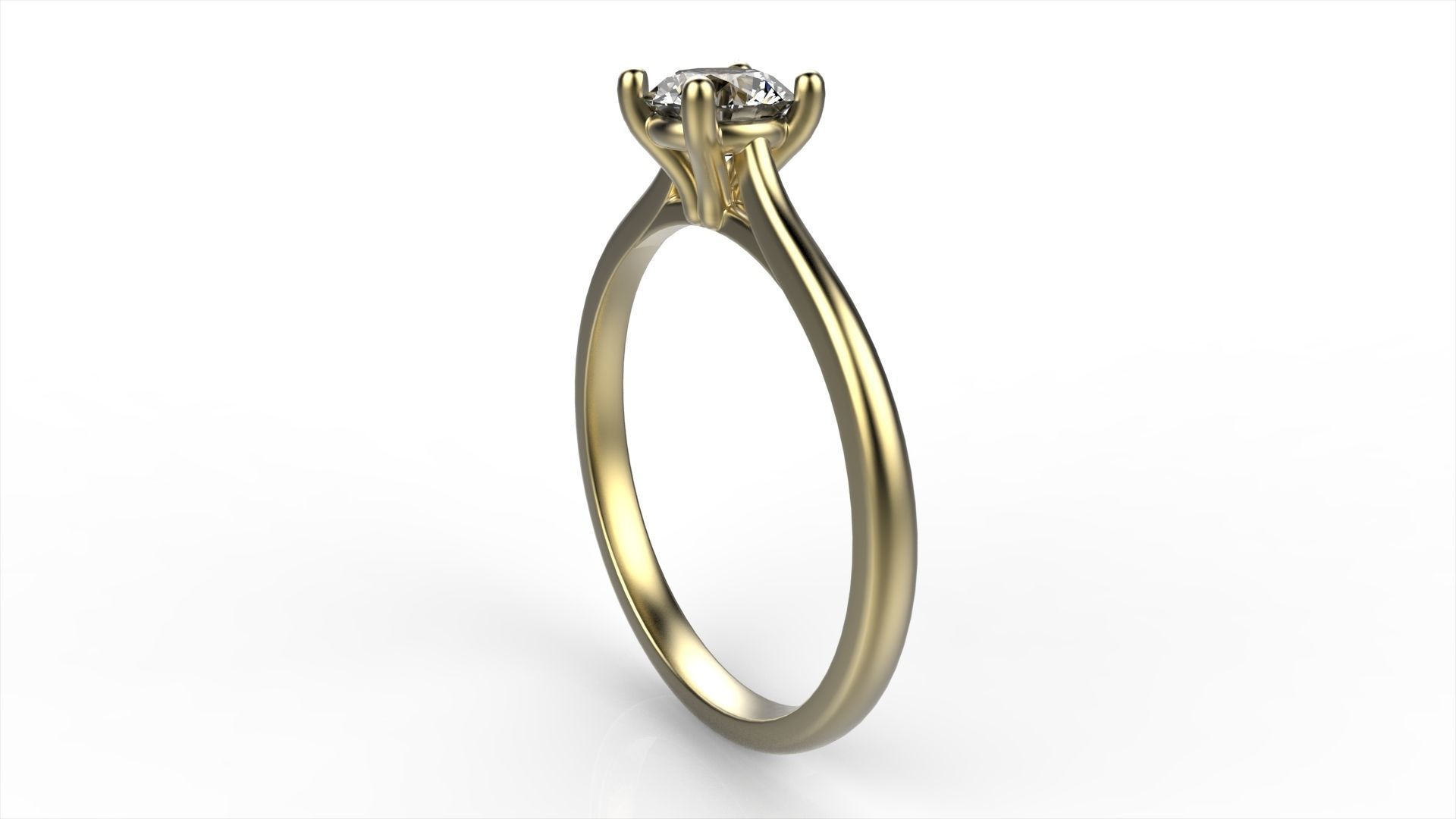 Diamond Solitaire Ring All Size 3D print model_3