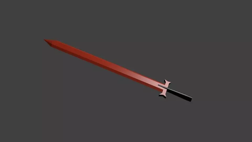 big sword Low-poly 3D model_0