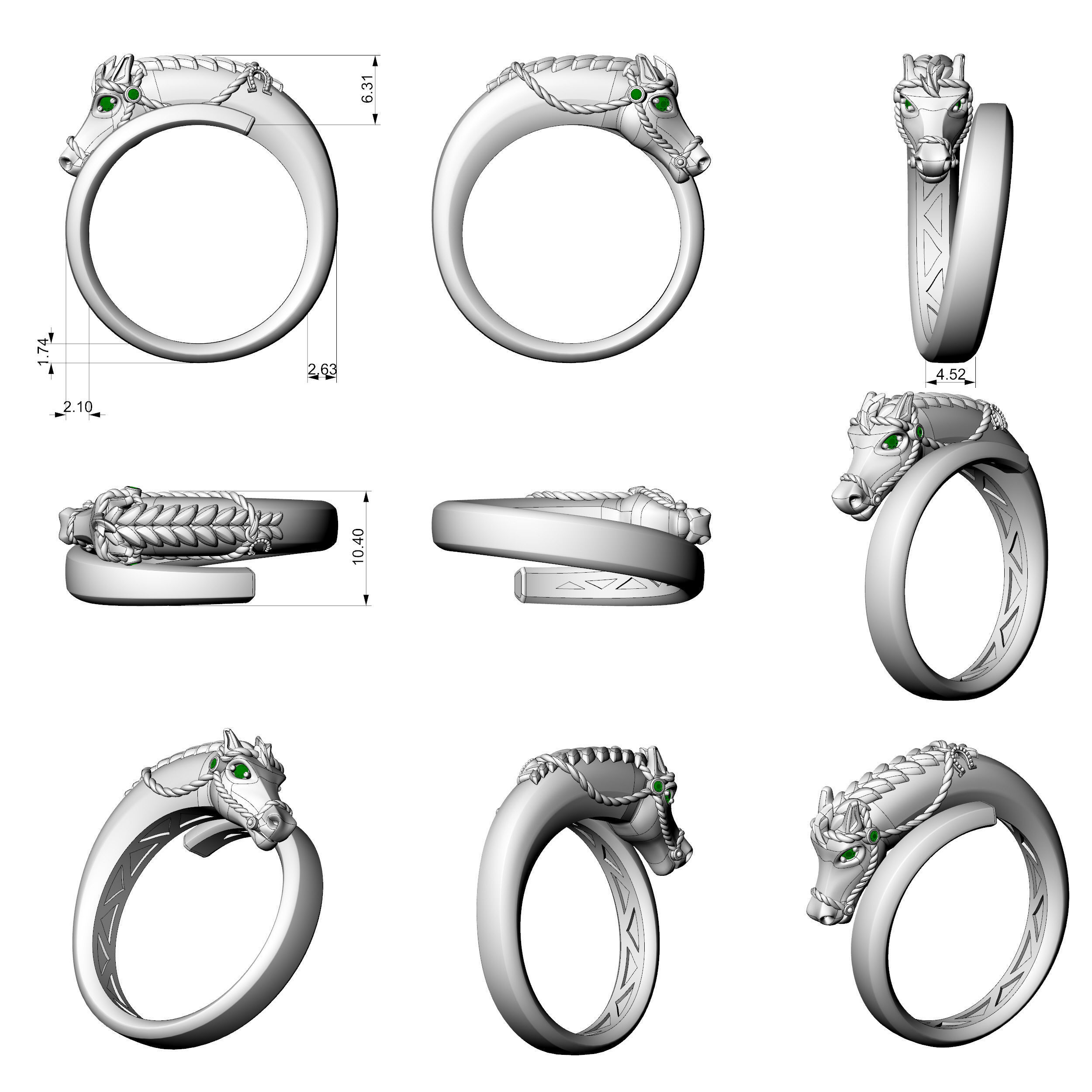 Horse ring 3D print model_2