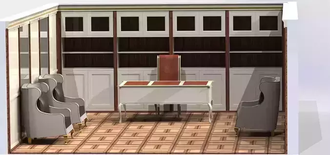 cabinet dressing room with chairs and desk