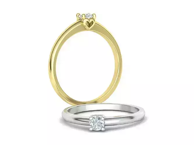 Heart head Engagement ring 3d print model 3D print model