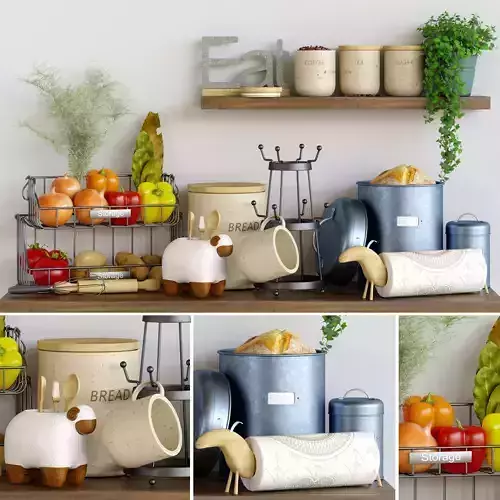 Set-130 kitchen items on shelf
