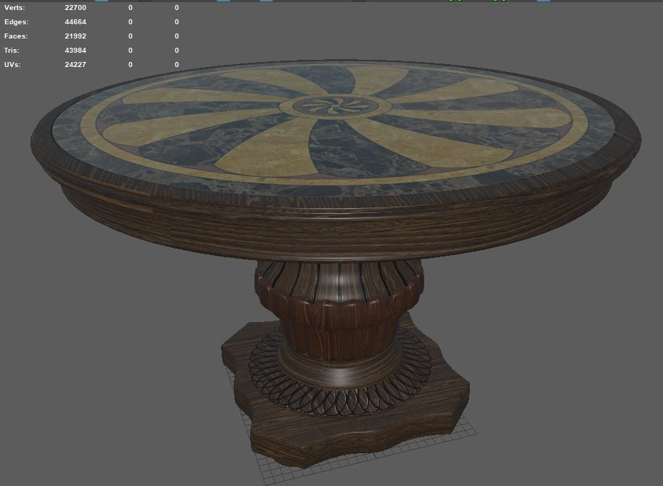 Round table with marble inlay 3D model_2