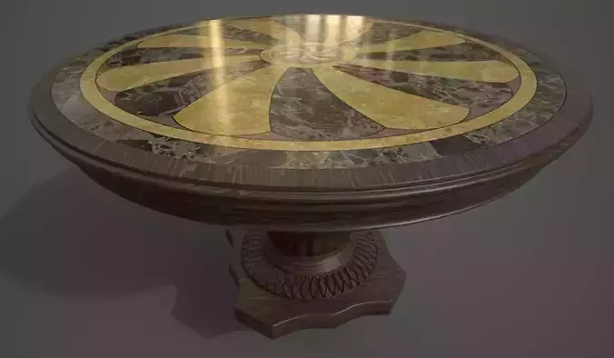 Round table with marble inlay 3D model Round table with marble inlay 3D model