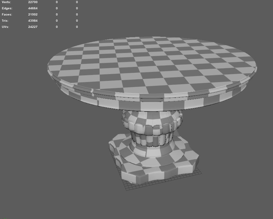 Round table with marble inlay 3D model_4