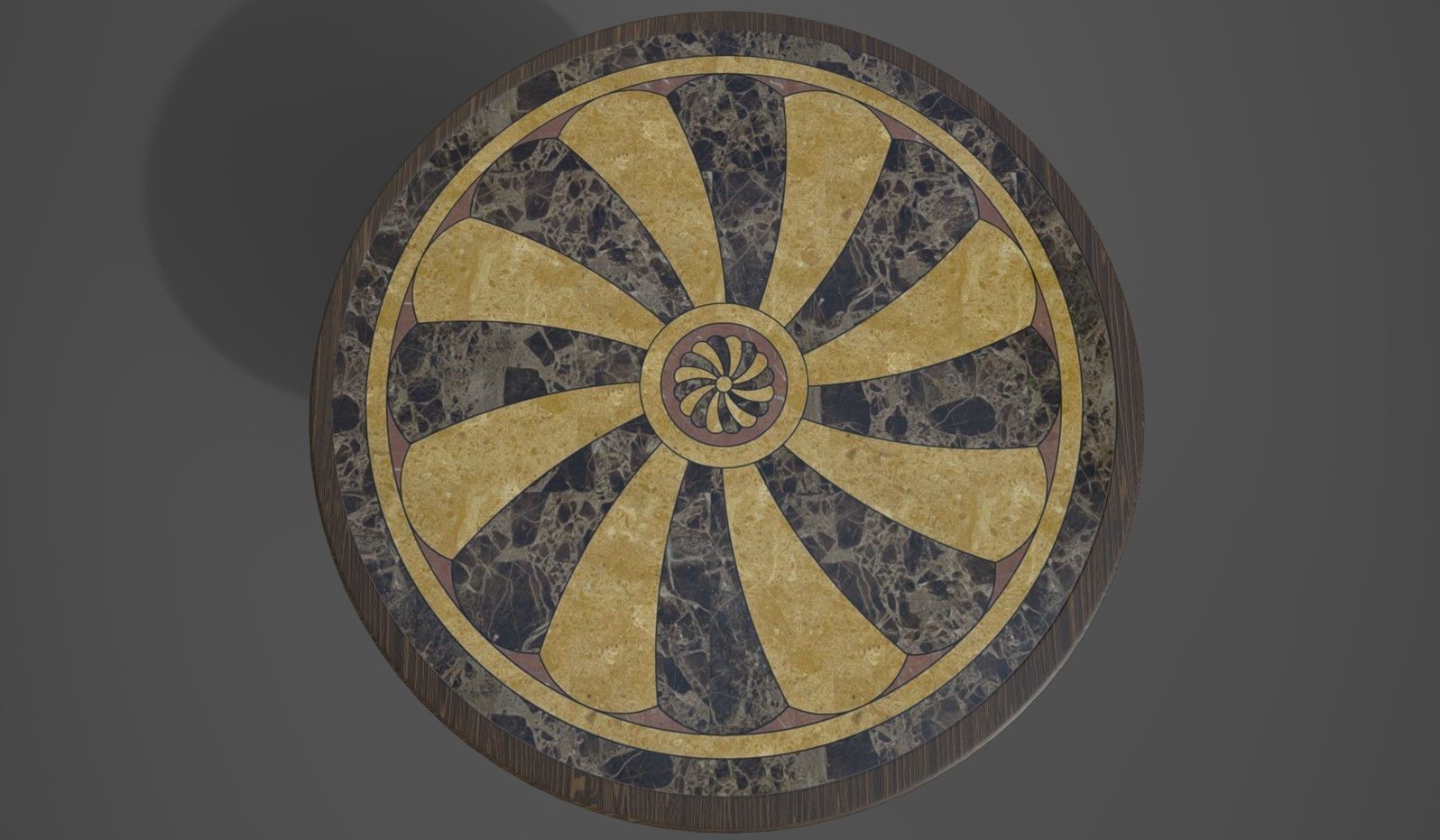Round table with marble inlay 3D model_1
