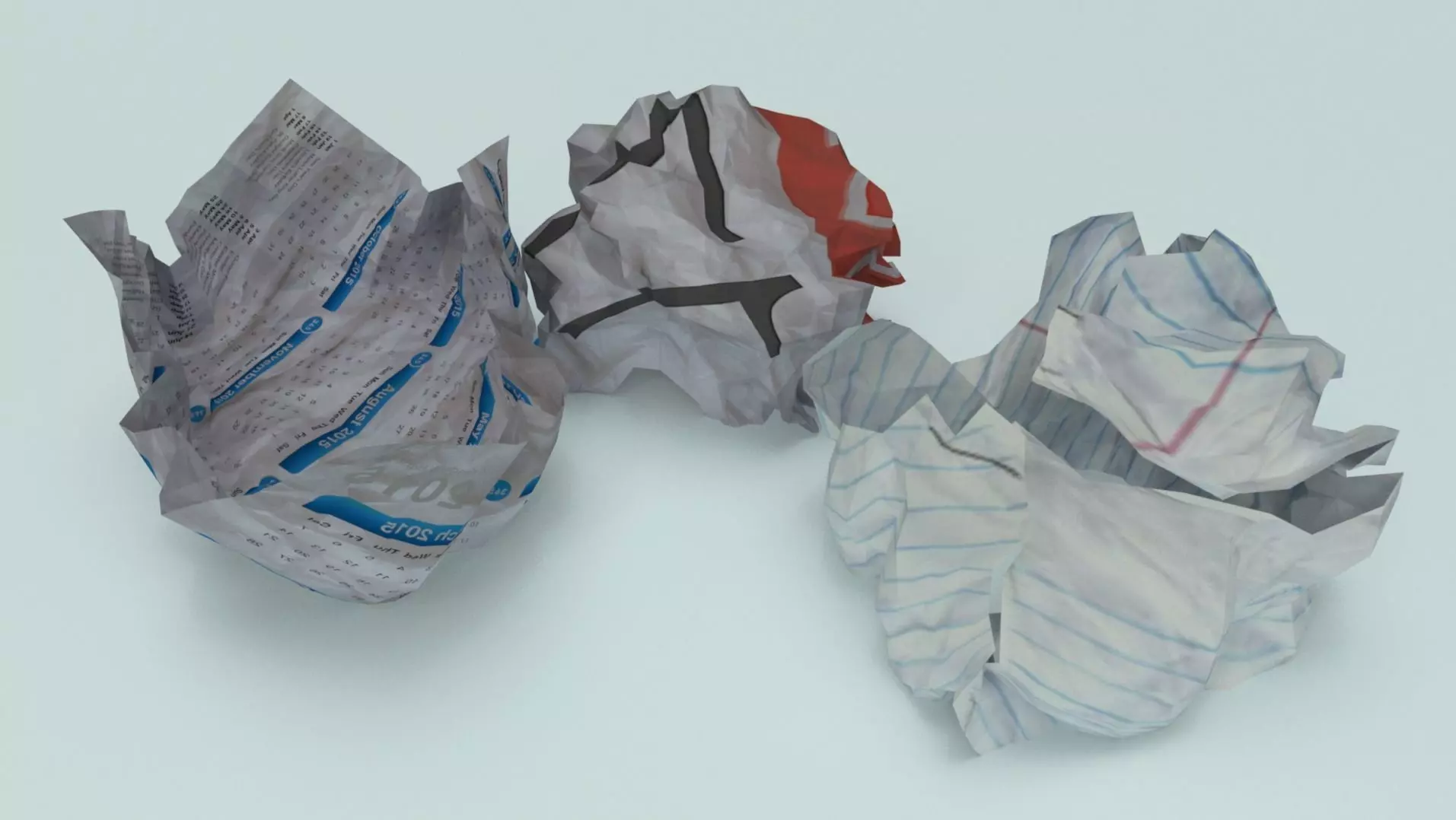 crumpled paper ball - game ready Low-poly 3D model