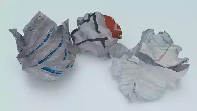crumpled paper ball - game ready  Low-poly 3D model