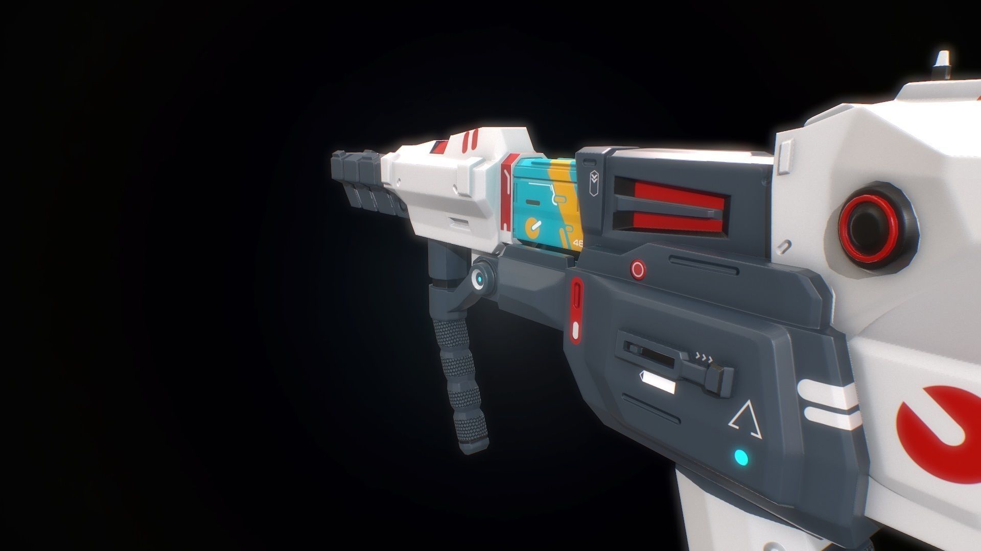 Low poly sci fi impulse rifle weapon asset Low-poly 3D model_3