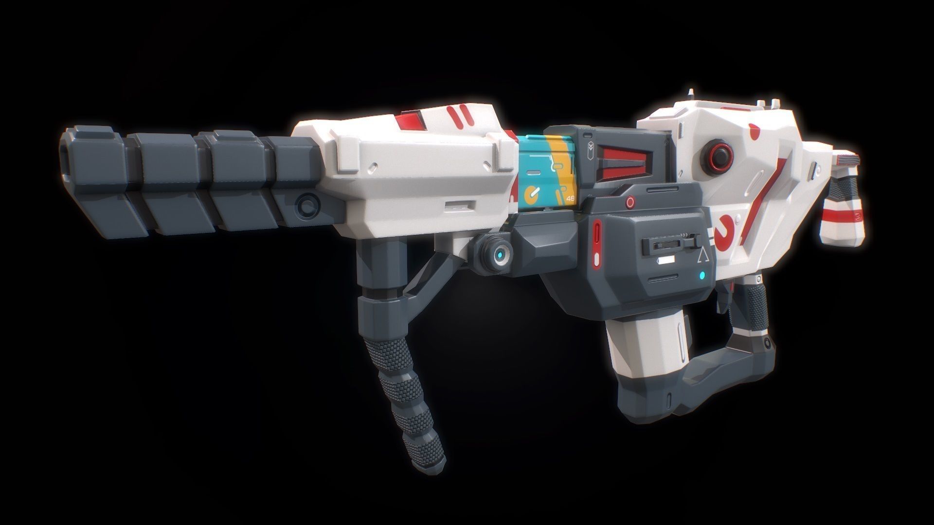 Low poly sci fi impulse rifle weapon asset Low-poly 3D model_2