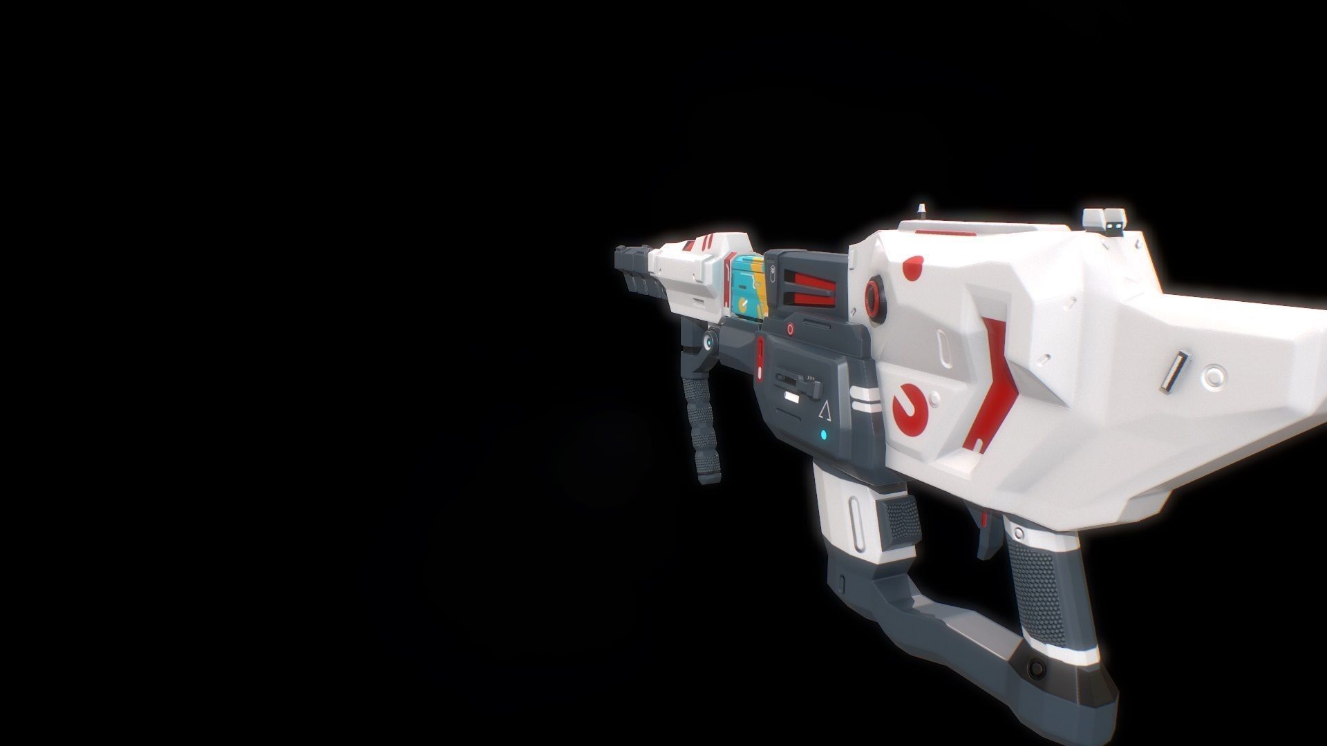 Low poly sci fi impulse rifle weapon asset Low-poly 3D model_1