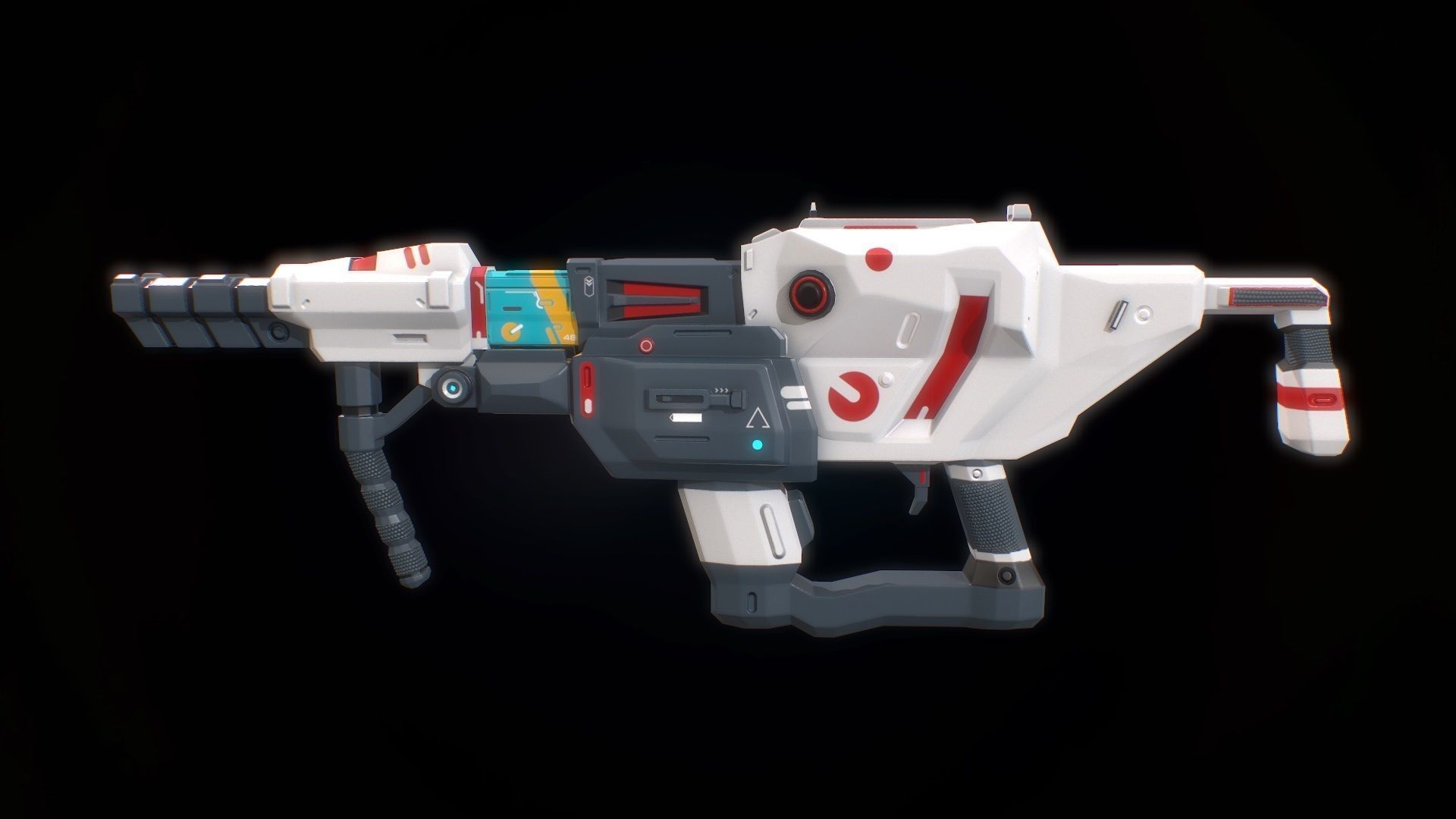 Low poly sci fi impulse rifle weapon asset Low-poly 3D model_0