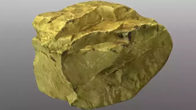 Stone low poly 3D model gold nugget