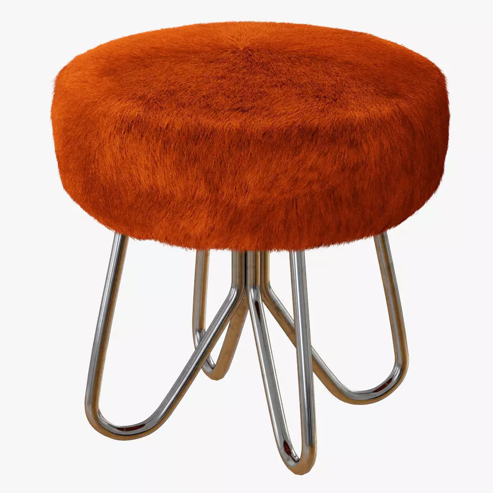 Vintage Ottoman Stool Foot Rest 3D model_0
