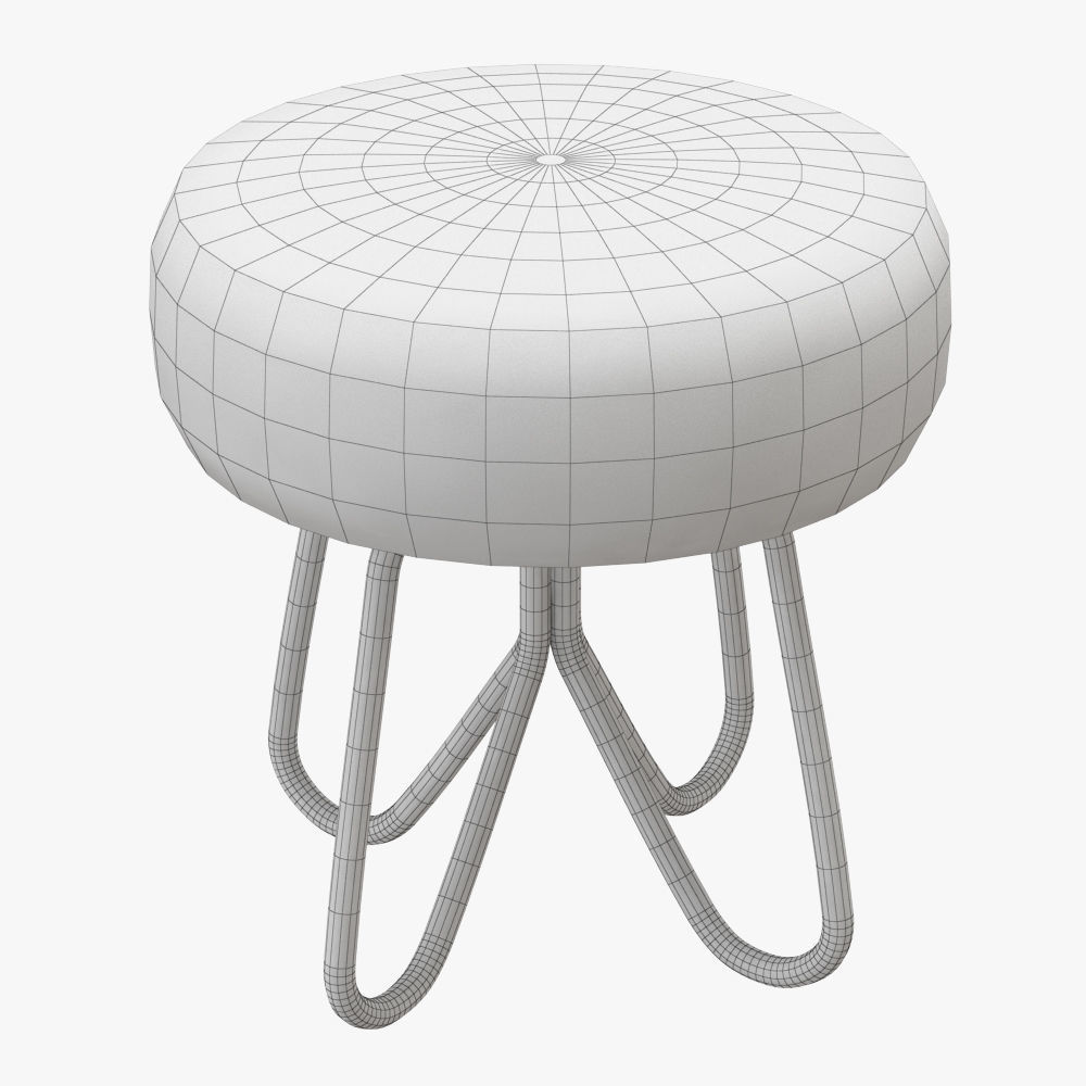 Vintage Ottoman Stool Foot Rest 3D model_3