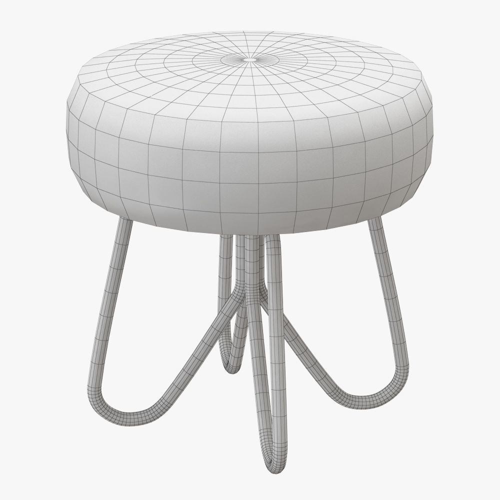 Vintage Ottoman Stool Foot Rest 3D model_4