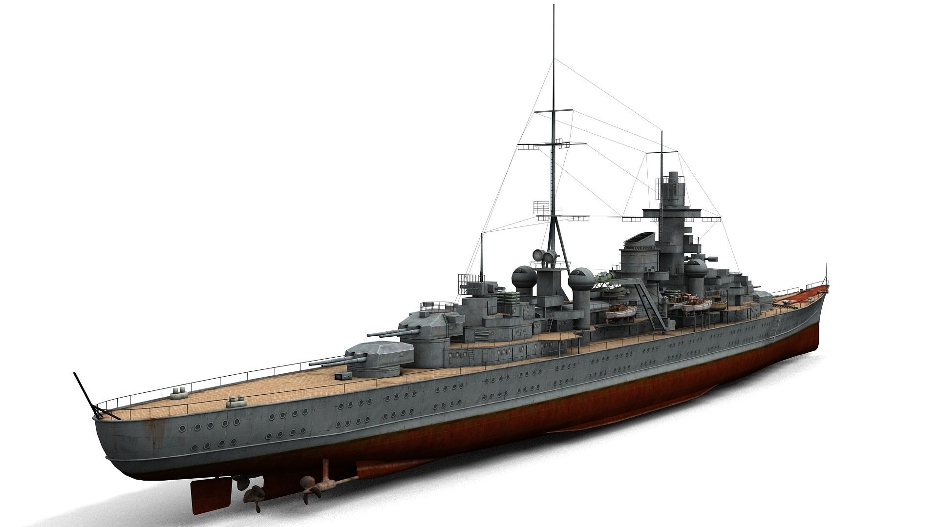 Prinz Eugen Cruiser Low-poly 3D model_12