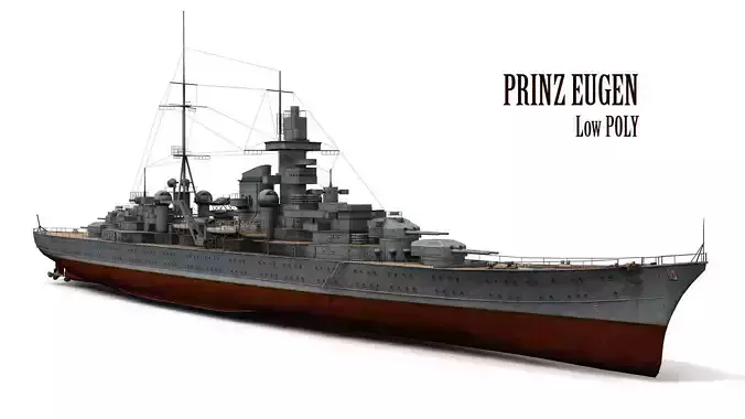 Prinz Eugen Cruiser Low-poly 3D model