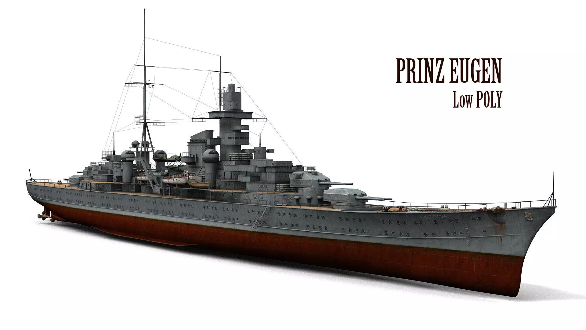 Prinz Eugen Cruiser Low-poly 3D model_0