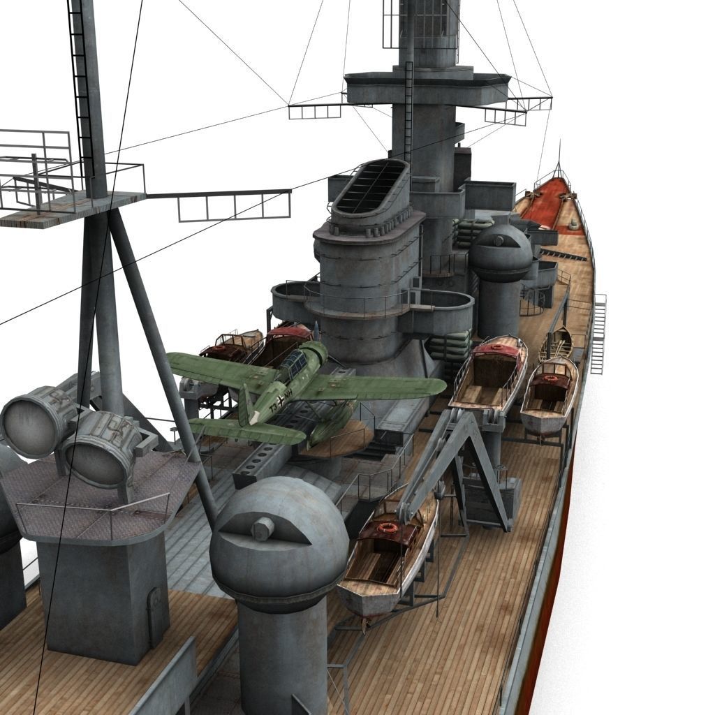 Prinz Eugen Cruiser Low-poly 3D model_5