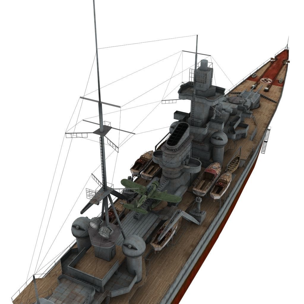 Prinz Eugen Cruiser Low-poly 3D model_3